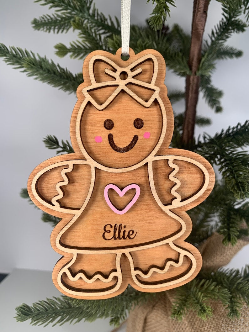Gingerbread man ornament, gingerbread ornament, kids ornament, personalized, custom ornament, cute ornament, christmas ornament