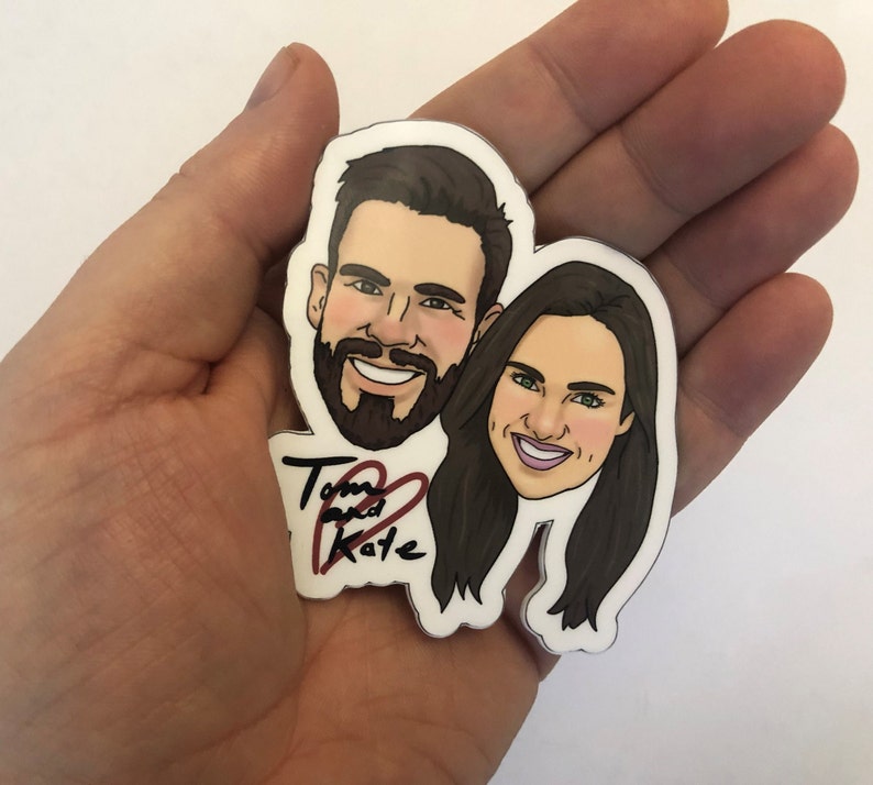 Face Magnets Custom Couples Portrait Magnets. Custom Illustrated Gift, Family Portrait, Funny Gift, Gag Gift