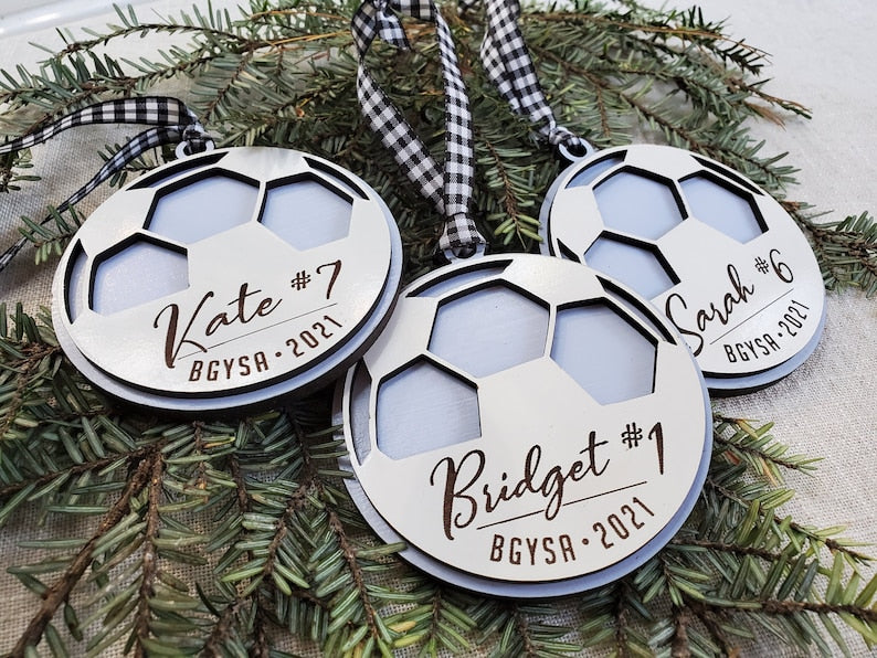 Soccer ornament, personalized soccer ornament, soccer team gift, soccer gift, coach gift