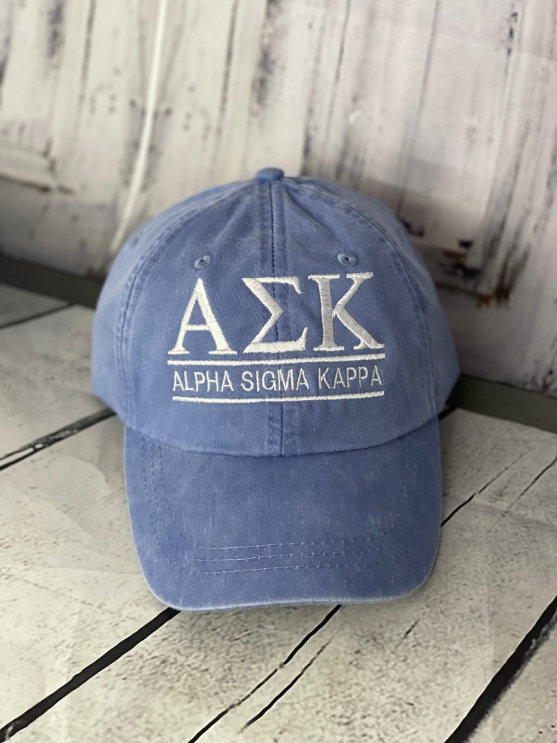 Alpha Sigma Kappa, Monogrammed hat, Fraternity hat, distressed hat, personalized hat, custom hat, unstructured hat, sorority hat il_794xN.3475565987_aqk8_1.jpg