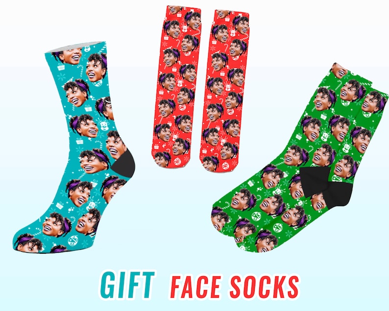 Personalized Christmas Face Socks, Custom Face on Socks, Family Face on Socks, Christmas Gifts