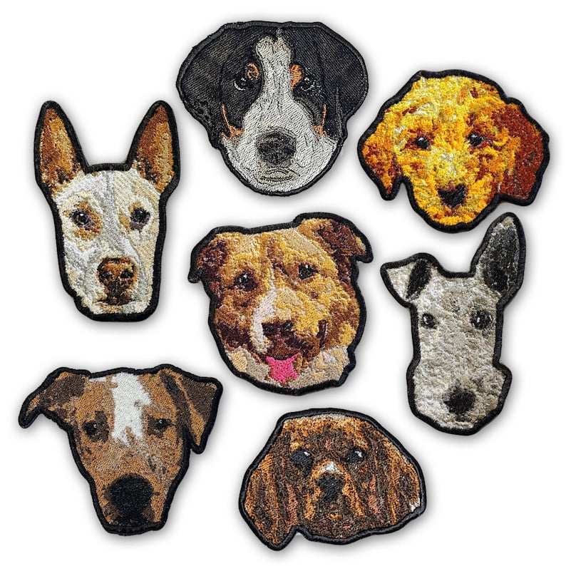 Dog Portrait Patch, Pet Iron On Patch, Embroidered Pet Patch, Pet Embroidery Patch, Custom Dog Iron On Patch, Embroidered Dog Portrait