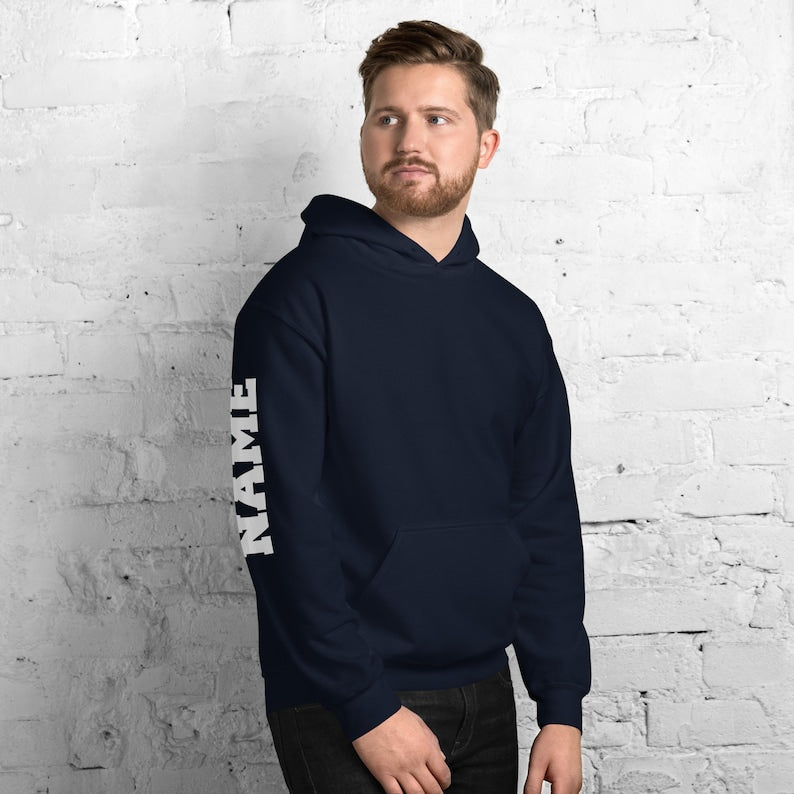 Dispatcher Hoodie Name Print on Sleeve Personalized Distressed USA Flag 911 Dispatcher Gift Thin Yellow Line American Flag Customized