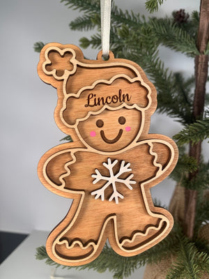Gingerbread man ornament, gingerbread ornament, kids ornament, personalized, custom ornament, cute ornament, christmas ornament