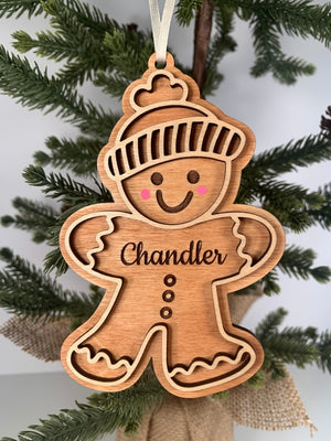 Gingerbread man ornament, gingerbread ornament, kids ornament, personalized, custom ornament, cute ornament, christmas ornament