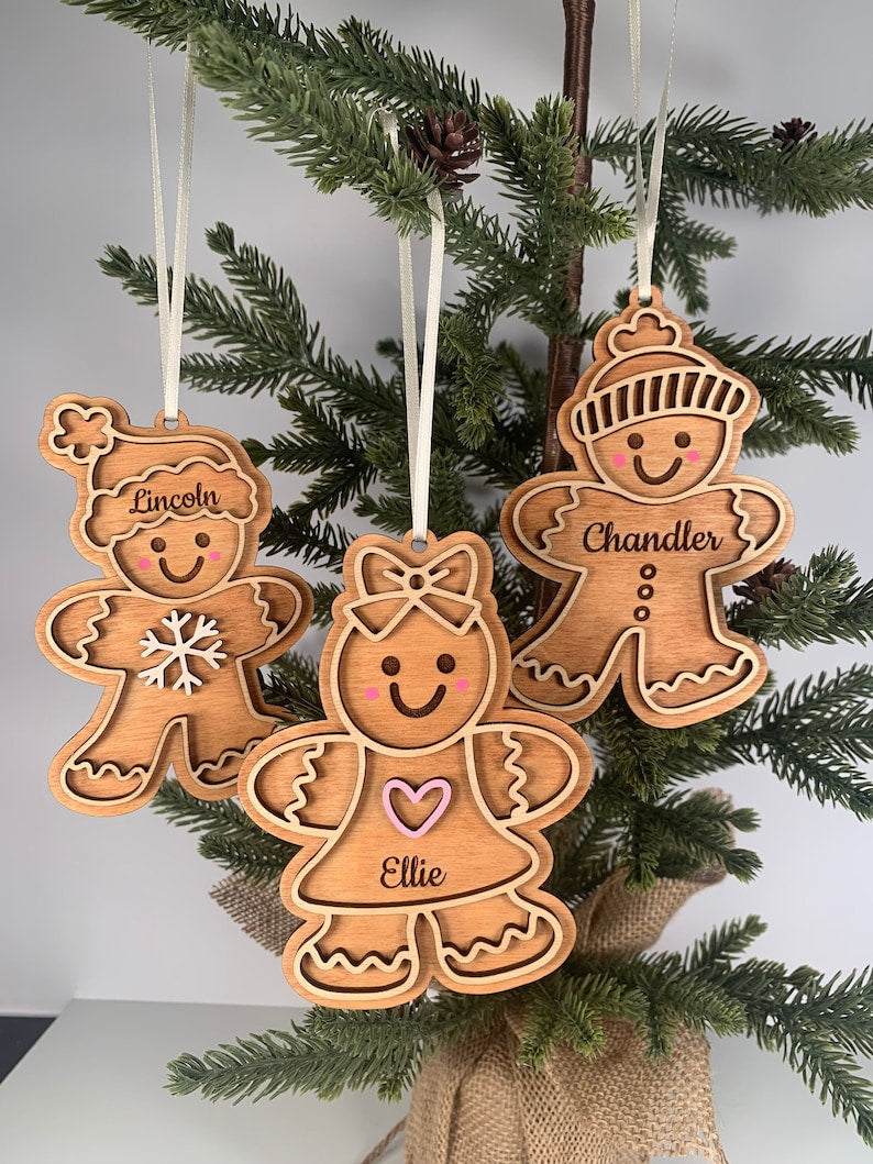 Gingerbread man ornament, gingerbread ornament, kids ornament, personalized, custom ornament, cute ornament, christmas ornament