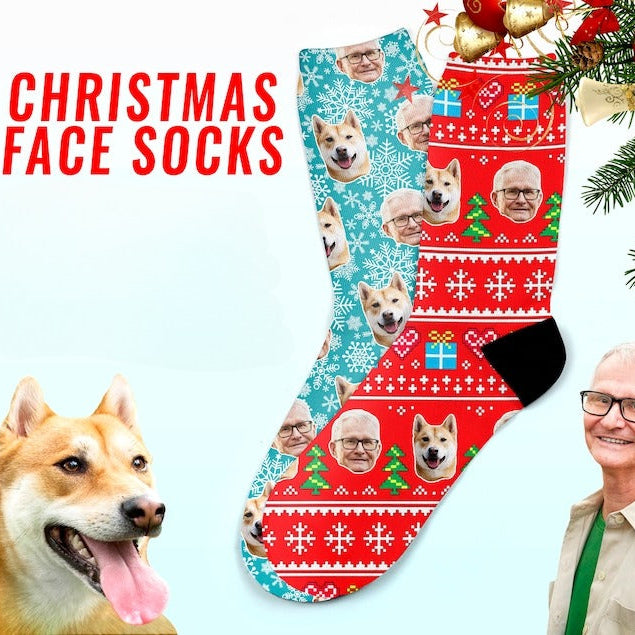 Personalized Christmas Face Socks, Custom Face on Socks, Family Face on Socks, Christmas Gifts