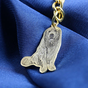 Sliver Pet Portrait Keychain,Personalized Pet Dog Memorial Keyring,Photo keychain,Custom Lover Gift,Pet Memorial Gift,Dog Keychain