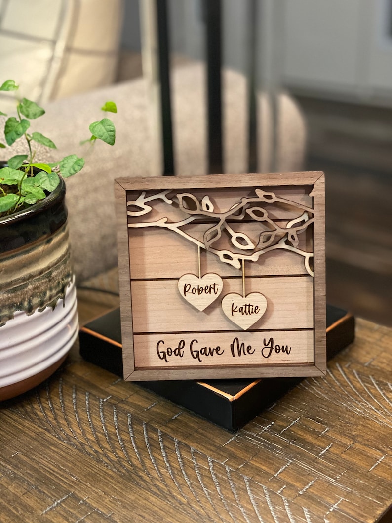 Personalized Wooden Sign | Couples Custom Wood Sign | Anniversary Gift | Personalized Wedding Gift | Valentine Wood Layer Frame Sign | Couples Names Sign