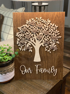 Personalized Family Tree Wooden Sign | Our Family | Family Sign | Family Name | Generations | Great Grandparents Grandkids