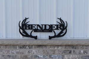 Customizable Deer Antler Family Monogram Sign | Metal Artwork