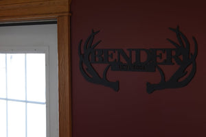 Customizable Deer Antler Family Monogram Sign | Metal Artwork