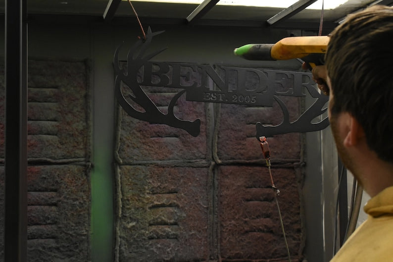 Customizable Deer Antler Family Monogram Sign | Metal Artwork