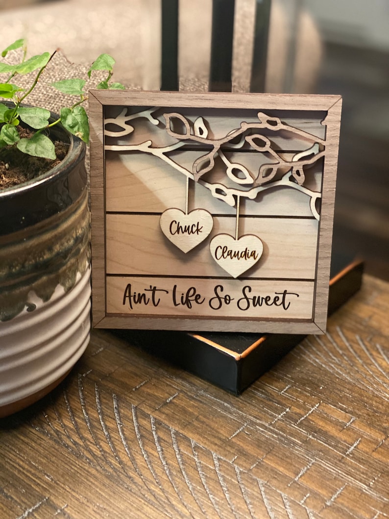 Personalized Wooden Sign | Heart with Date Frame | Couples Custom Wood Sign | Anniversary Gift | Personalized Wedding Gift | Layered 3d Sign