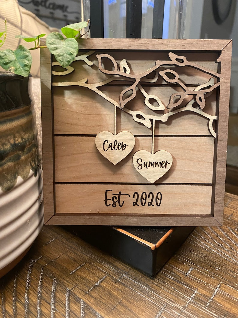 Personalized Wooden Sign | Couples Custom Wood Sign | Anniversary Gift | Personalized Wedding Gift | Valentine Wood Layer Frame Sign | Couples Names Sign
