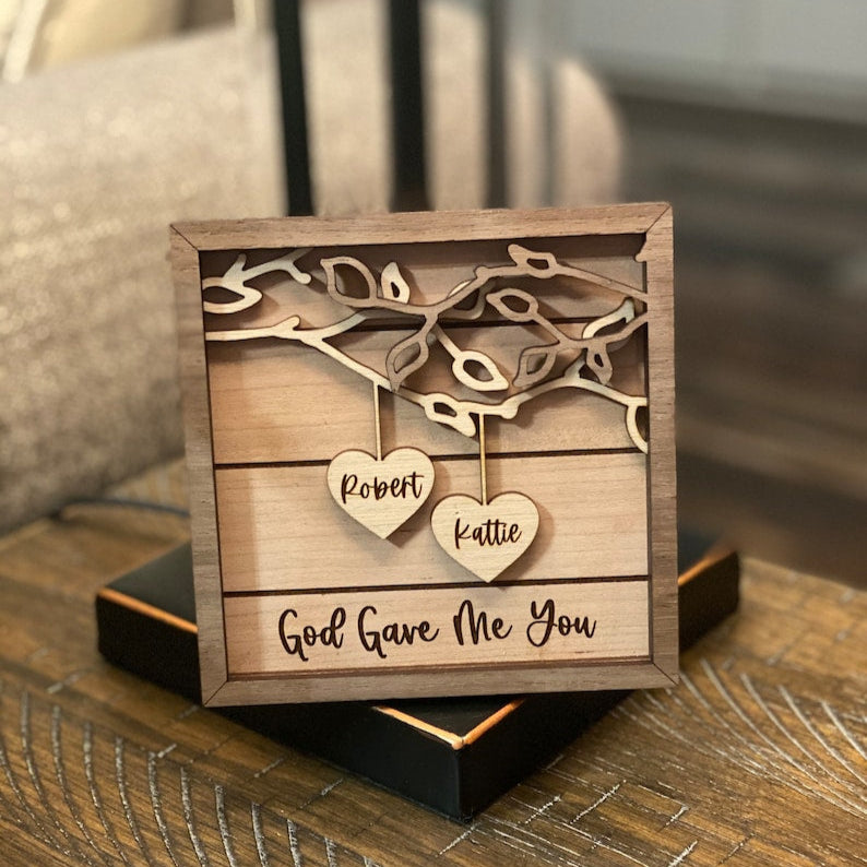 Personalized Wooden Sign | Couples Custom Wood Sign | Anniversary Gift | Personalized Wedding Gift | Valentine Wood Layer Frame Sign | Couples Names Sign
