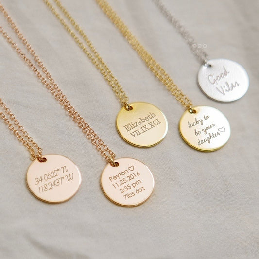 Personalized Handmade Medallion Pendant Custom Name Coin Necklace Jewelry Charm Necklace Back to College Gift Initial Disc