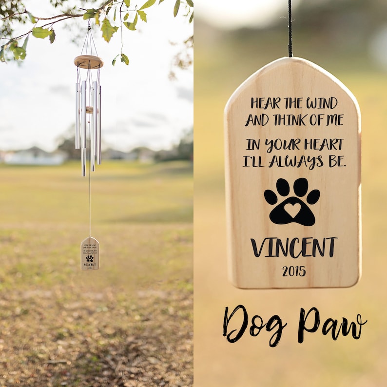 Here The Wind And Think Of Me Pet Memorial Dog Loss of Dog Memorial Pet Memorial Gift Pet Loss Gifts Sympathy Gift Windchime In Memory Bereavement Gift Dog Remembrance il_794xN.3609267830_i3mo.jpg