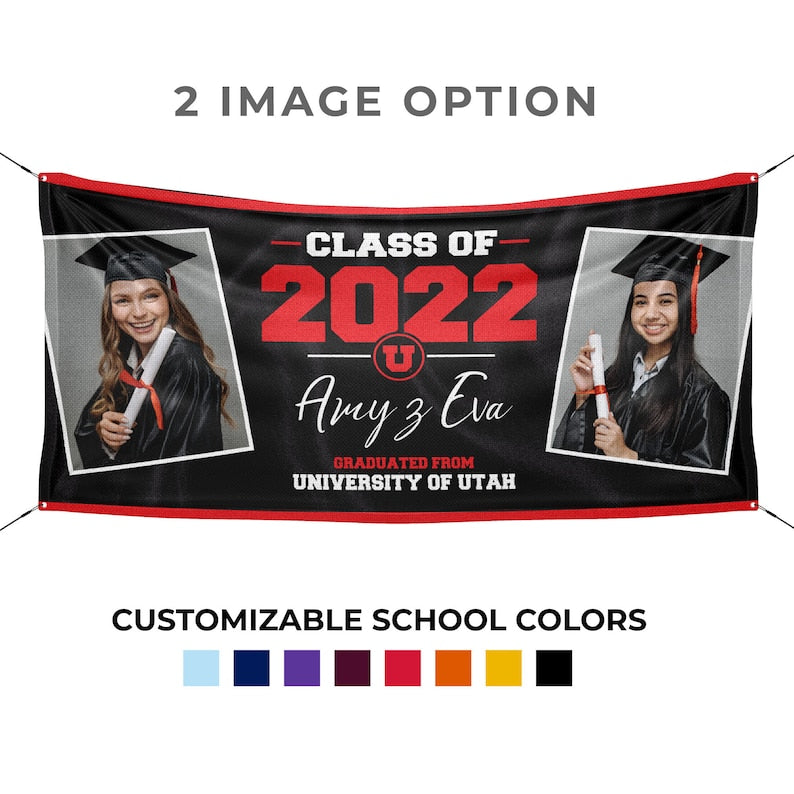 Graduation Banner, Graduation Announcement, Personalized Graduation Gift, Graduation Party Decorations, Custom School Colors, Class of 2025