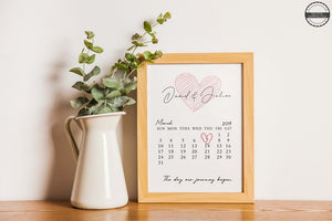The Day We Met, Special Date Wood Sign, Personalised Anniversary Print, Gift for Wife Husband Girlfriend, Personalised Valentines gift