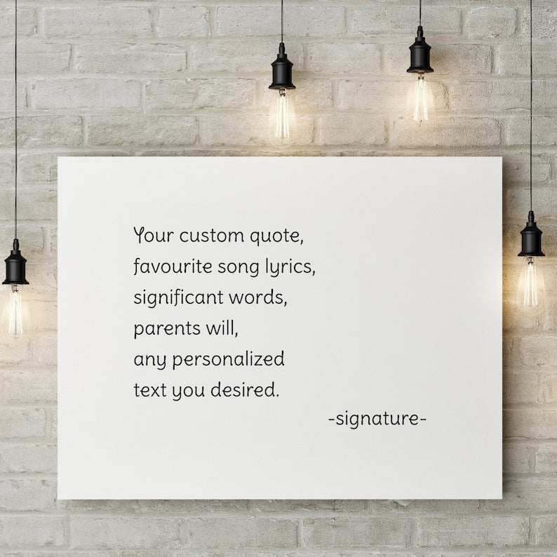 Custom Quote Framed Canvas Print - Personalized Motivational Positive Wall Decor - Create Your Own Gift With Song Lyrics Text