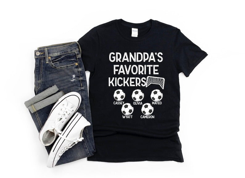 Dad Soccer Shirt/Customized Grandpa Soccer Gift/Dad Grandpa's Favorite Kickers/ Personalized Soccer Shirt/ Soccer Grandpa Shirt