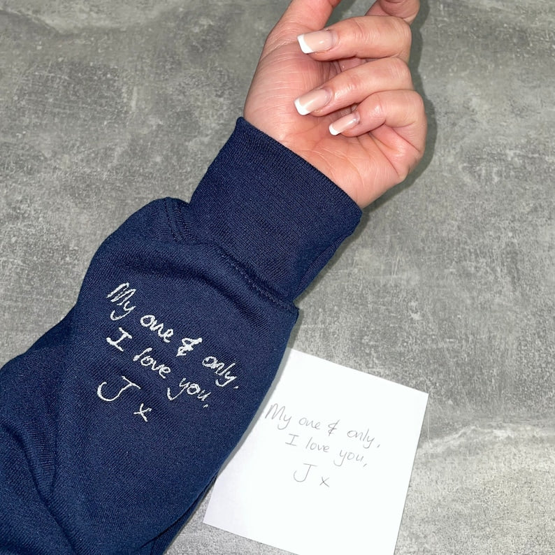 Custom Your Handwriting Embroidered Sweatshirt, Embroidered Couple Message Shirt, Couple Matching Sweatshirt, Personalized Gift For Him Her
