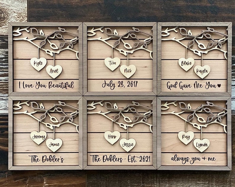 Personalized Wooden Sign | Heart with Date Frame | Couples Custom Wood Sign | Anniversary Gift | Personalized Wedding Gift | Layered 3d Sign