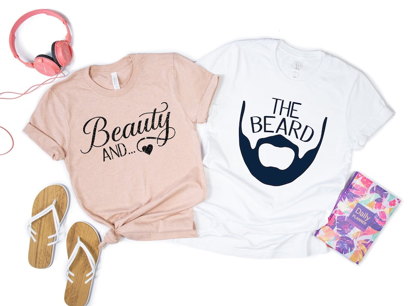 Beauty And The Beard Tees,Valentines Day Couples Shirts,His and Her Valentines Day Shirt,Anniversary Shirt,Valentine Shirt,Matching Couples