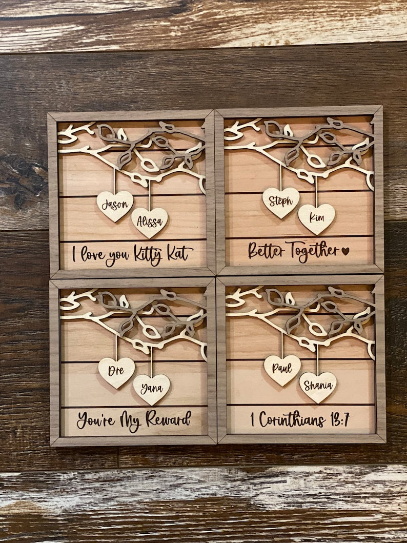 Personalized Wooden Sign | Heart with Date Frame | Couples Custom Wood Sign | Anniversary Gift | Personalized Wedding Gift | Layered 3d Sign