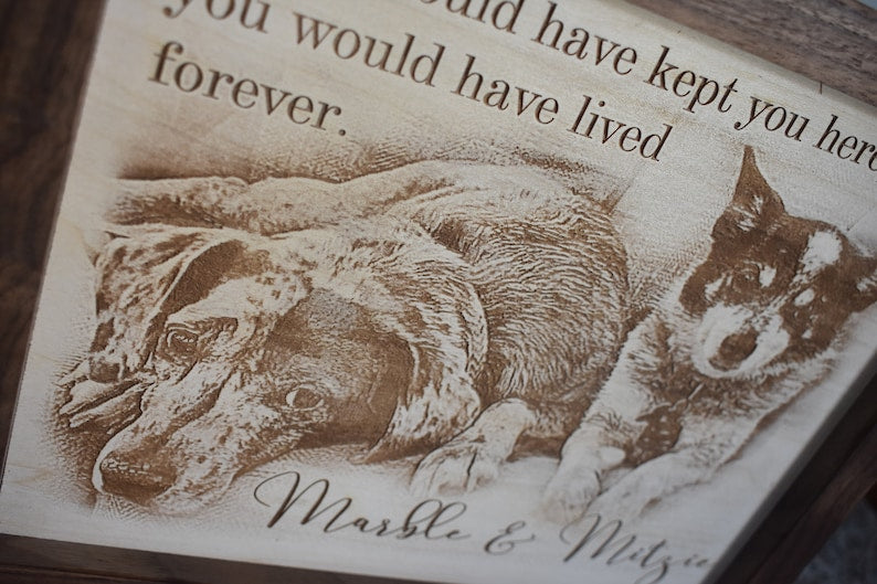 Custom Pet Memorial Plaque: Wood Burned Photo Wood Sign