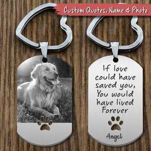 Sympathy Quotes Pet Metal Keychain, Pet Photo Engraved Keychain