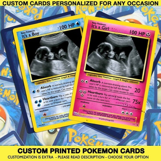 Pokemon Pregnancy Card, Pokemon Gender Reveal, Custom Pokemon Card, Pregnancy announcement, Gender Reveal, Pokemon Valentine Card