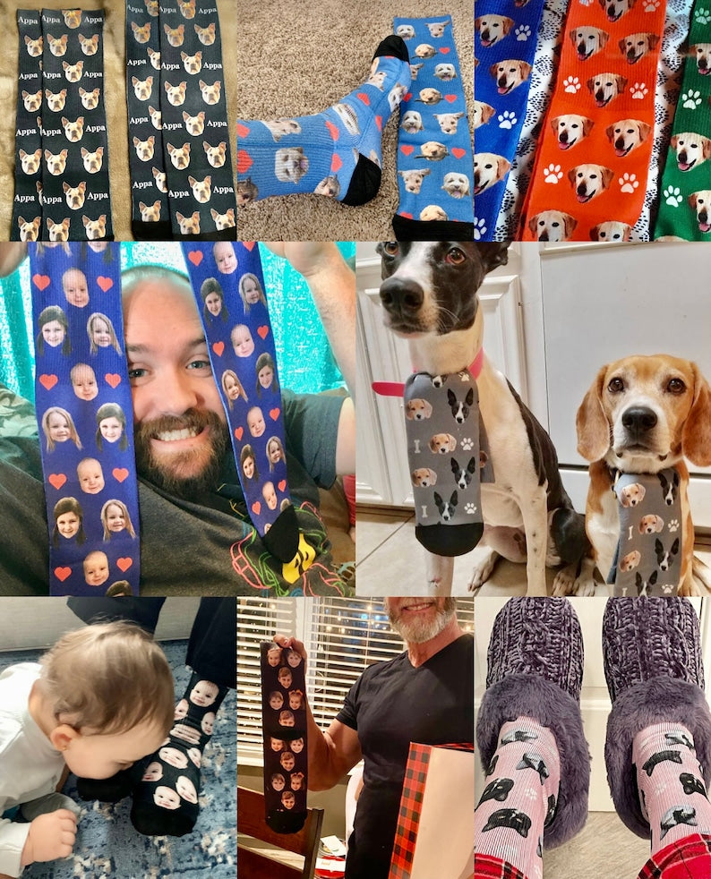 Custom Pet Socks, Customized socks with any photos and text, personalized socks for Dog/cat Lovers, custom gift for dad, Father s Day