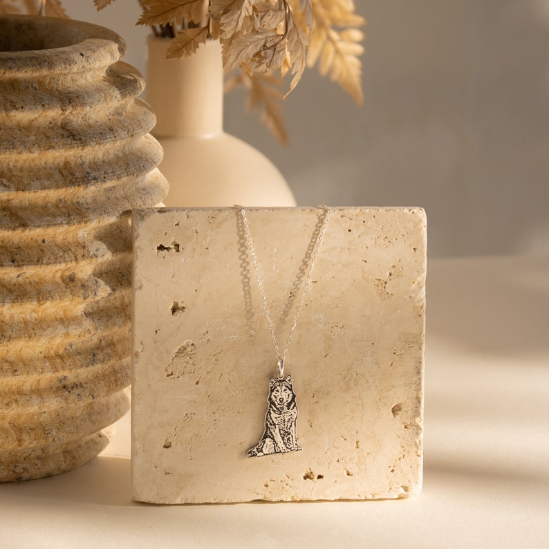 Custom Pet Portrait Necklace Pet Memorial Jewelry Dog Engraved Necklace, Cat Necklace Pet Loss Memorial Gift