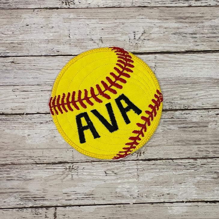 Softball Baseball Personalized Embroidered Patch, Custom Applique Name Tag School