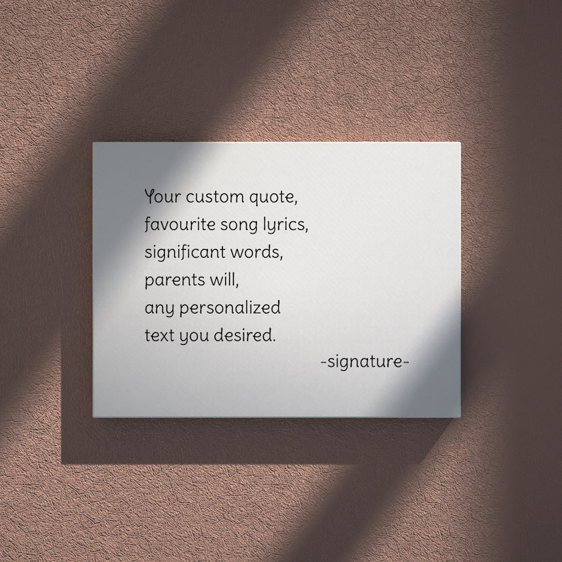 Custom Quote Framed Canvas Print - Personalized Motivational Positive Wall Decor - Create Your Own Gift With Song Lyrics Text