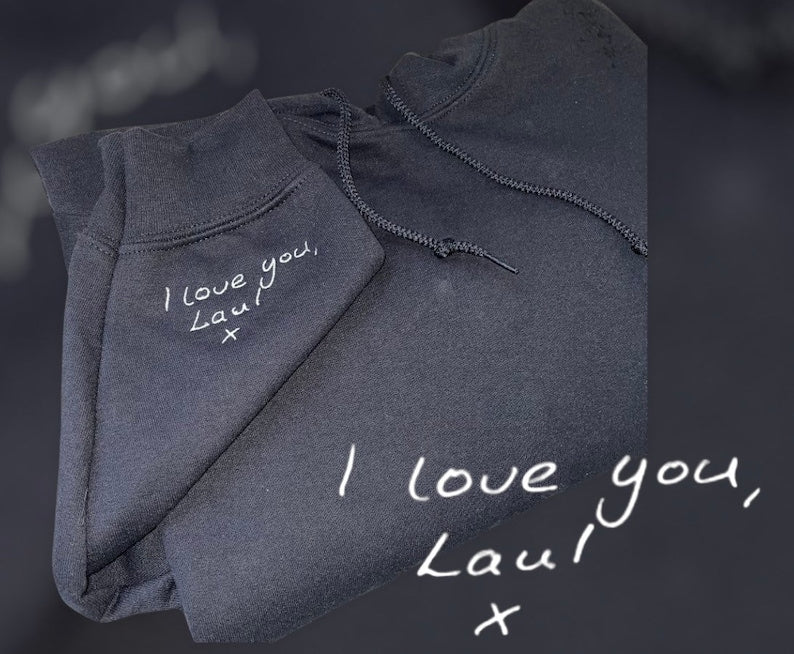 Custom Your Handwriting Embroidered Sweatshirt, Embroidered Couple Message Shirt, Couple Matching Sweatshirt, Personalized Gift For Him Her