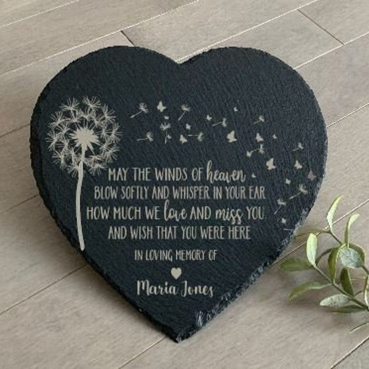 May the Winds of Heaven Blow Softly, Sympathy Gift, Slate Grave Marker, Keepsake, Remembrance, Bereavement Gift, Loss of a Loved One