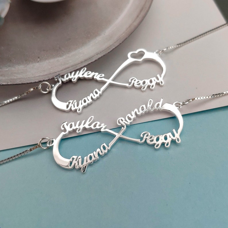 Personalized Name Infinity Necklace, Name Necklace, 1 - 6 Names Custom Necklace, Personalized Necklace, Sterling Silver Name Necklace