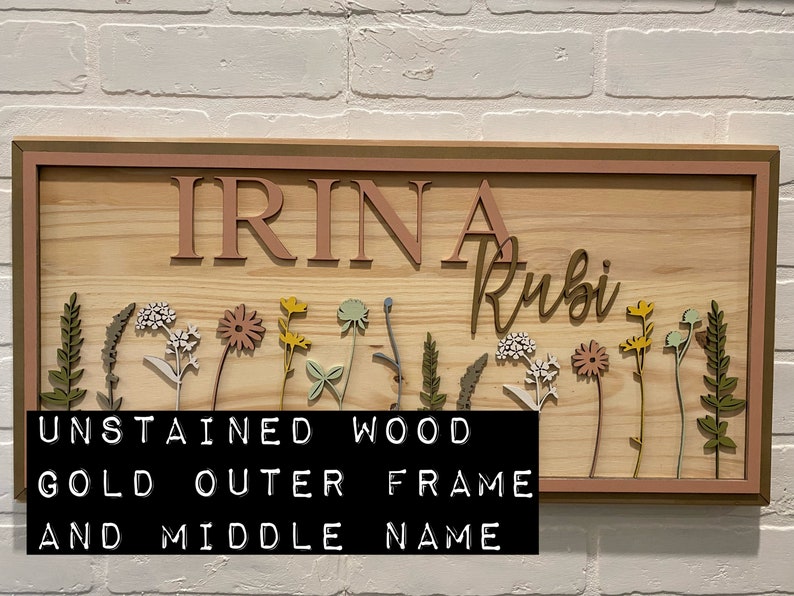Wildflowers Nursery Sign personalized, Wood Name sign for Nursery