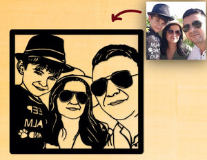Metal Family Portrait from Photo, Couples Portrait, Immortalize the Moment, Anniversary Gift For Parent, Laser Cut Metal Sign, Handmade Gift