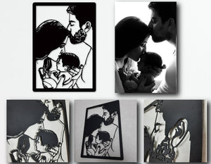 Metal Family Portrait from Photo, Couples Portrait, Immortalize the Moment, Anniversary Gift For Parent, Laser Cut Metal Sign, Handmade Gift