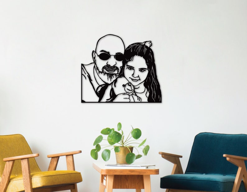 Metal Family Portrait from Photo, Couples Portrait, Immortalize the Moment, Anniversary Gift For Parent, Laser Cut Metal Sign, Handmade Gift
