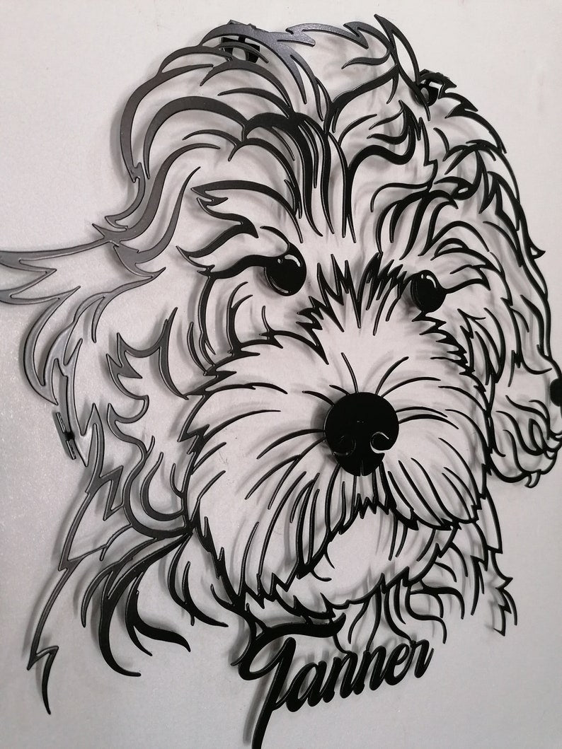 Metal Custom Dog Name Wall Art, Personalized From Photo, Puppy Large Metal Wall Art, Home Decoration, Pet Owner Gift, Dog Memorial Gift,