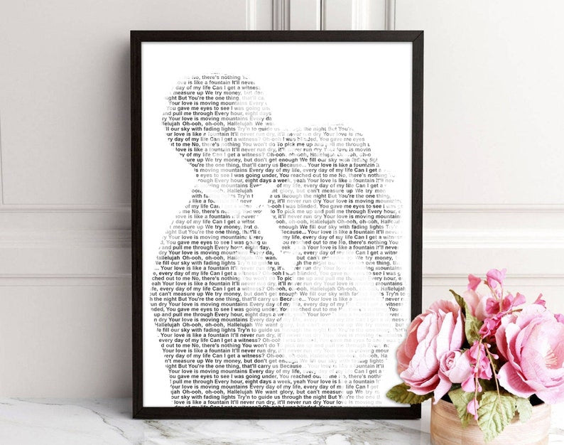 Wedding Song Lyrics from Photo Personalized First Dance Favorite Song Canvas Print 1st Anniversary Custom Sign Framed Fathers Day Gift