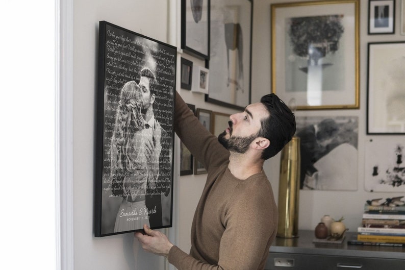 Wedding Song Lyrics with Photo Personalized First Dance Favorite Song Canvas Print 1st Anniversary Custom Sign Framed Fathers Day Gift