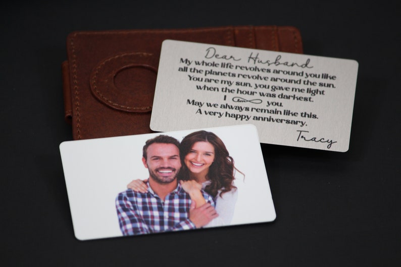 Father's Day Gift, Photo Wallet Metal Card, Personalized Handwritten Wallet Metal Insert, Anniversary, Wedding Gift, Grandfather, Papa