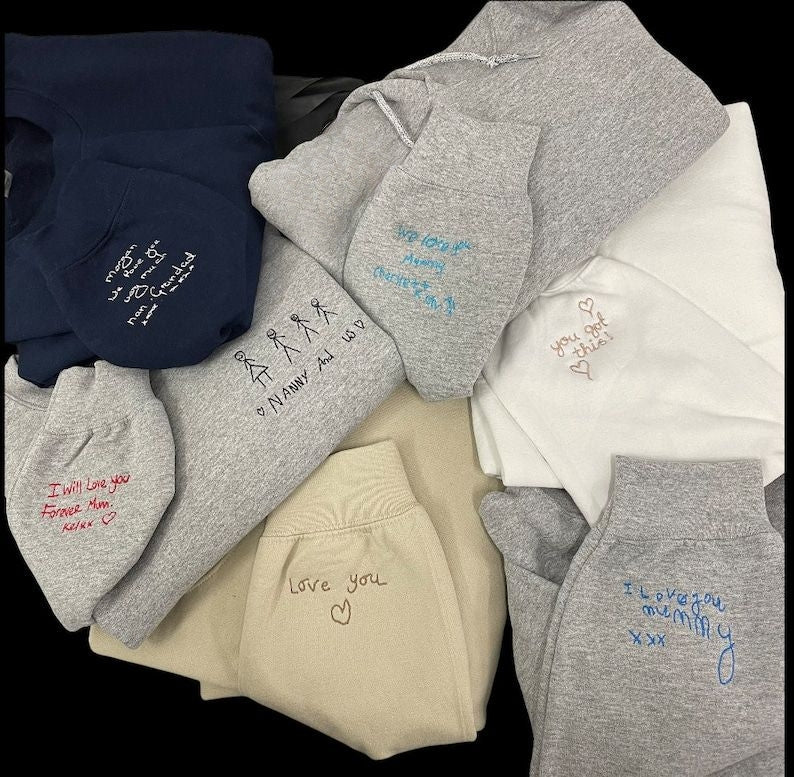 Custom Your Handwriting Embroidered Sweatshirt, Embroidered Couple Message Shirt, Couple Matching Sweatshirt, Personalized Gift For Him Her