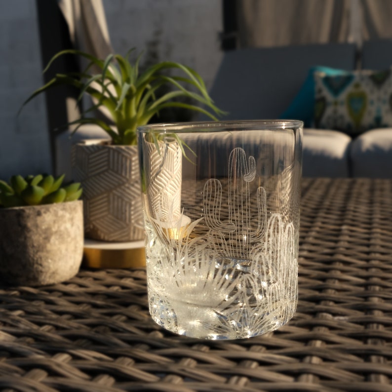 Personalized Desert Cocktail Glass - Add Name, Desert Wedding Glasses, Cactus Themed Whiskey & Tequila Glass, Wedding Favors, Design: CACTUS